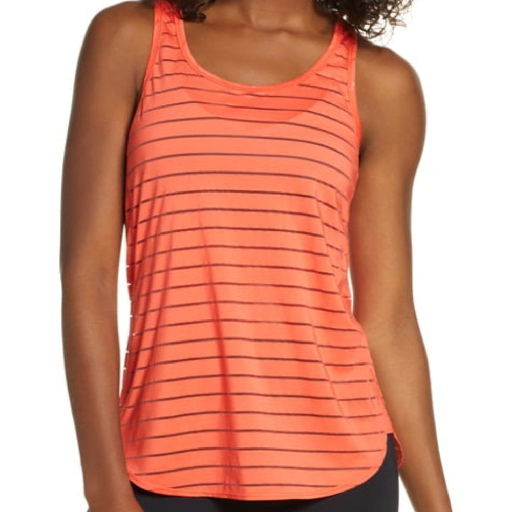 Mondetta YELLOW Sheer Striped Athletic Tank Top